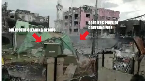 Philippine Army Combat Engineers Urban Combat Debris Clearing Inside Main Battle Area Of Marawi
