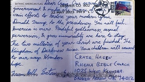 Satan | Team Satan Mails Us a Letter "Our Servants In Gov't & Media Are Aware of Your Efforts to Restore Donald Trump to the Presidency. You Will Fail. America Is Ours. The Kingdom of Darkness Rise. Your Children Will Convert to Our Way.&quo