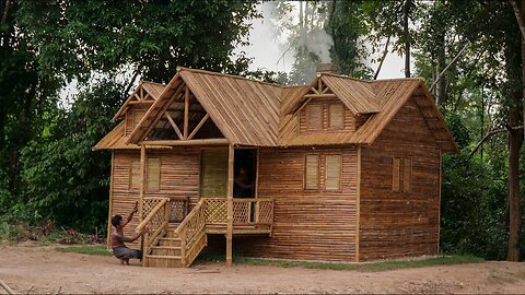 Building Craft Bamboo House With Private Underground Secret Living Room