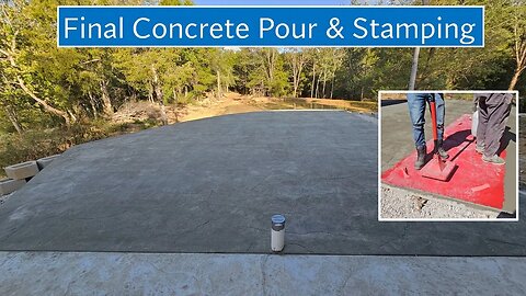 Southern Illinois VRBO rustic cabin build daily update -Final concrete pour & stamping! #concrete