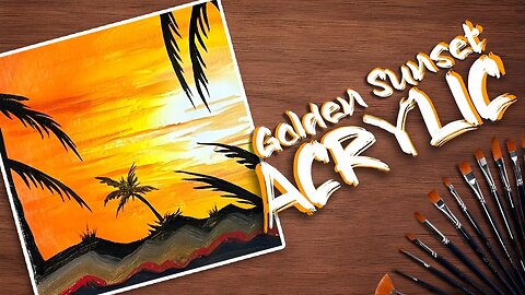 Golden Sunset Acrylic Painting Tutorial for beginners