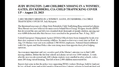 Deep State Cabal is murdering maiming experimenting and kidnapping children all over the world