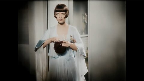 Colorized scene from German silent film "Pandora's Box," directed by G.W. Pabst in 1929