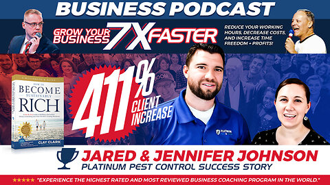 Business | "The Number of Customers That We Have Is Up 411% Over Last Year." - Jared & Jennifer Johnson | Learn More How Clay Clark Has Coached Platinum Pest Into EPIC Growth Through the Implementation of Marketing & Management Systems.