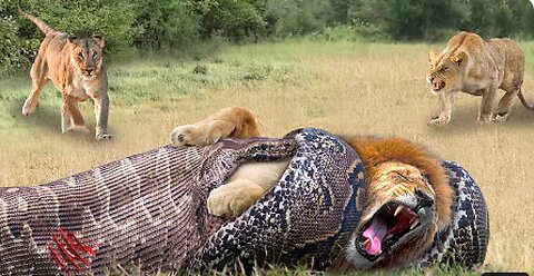 Surprised! Male Lion Powerful Become Prey Of The Giant Anaconda