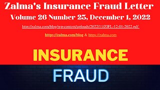 Zalma's Insurance Fraud Letter - December 1, 2022