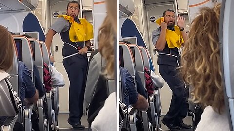 Flight Attendant Puts On A Show During Safety Instructions