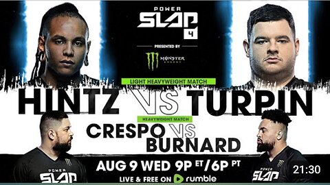 Power Slap 4: Hintz vs Turpin | August 9 at 9pm ET/ 6pm PT