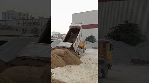 Sand unloading from dump truck #amazing #skills #explore #machinery #shorts