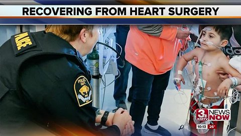 Omaha Police visit boy recovering from fourth heart surgery