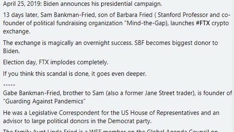 DEMOCRAT MEGADONOR SAM BANKMAN-FRIED STOLE $8 B REDUCED SENTENCE BUT TRUMP PERSECUTED FOR NON CRIME