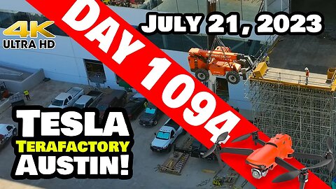 BIG FORKLIFT TO CYBERTRUCK LINE AT GIGA TEXAS! - Tesla Gigafactory Austin 4K Day 1094 - 7/21/23