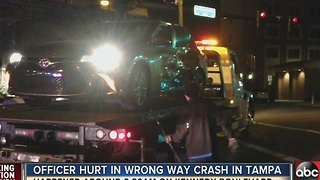 Officer hurt in wrong way crash in Tampa