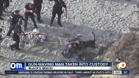 Man arrested at Blacks Beach after waving gun in the air