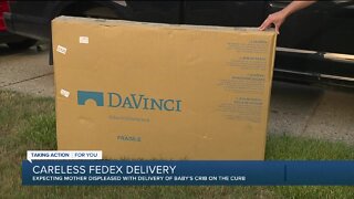 Expectant mother displeased with FedEx after new crib left at curb