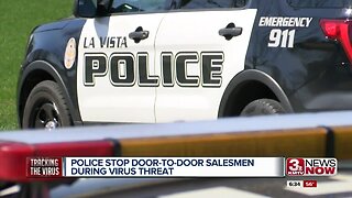 Police stop door to door salesman during coronavirus threat