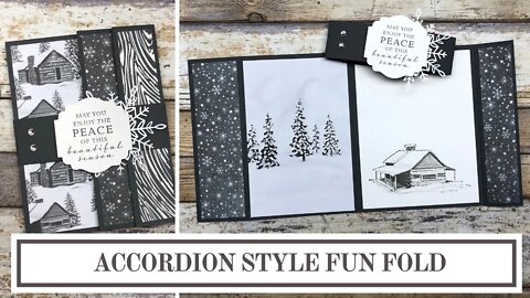 Peaceful Cabin Accordion Style Fun Fold Card