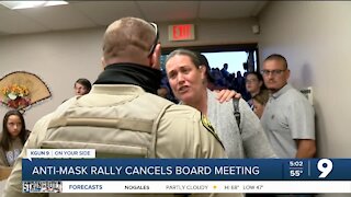 Anti-mask rally cancels board meeting
