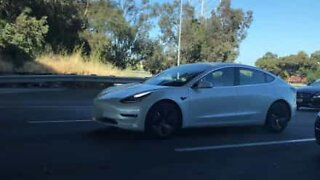 Man spotted sleeping while "driving" a Tesla