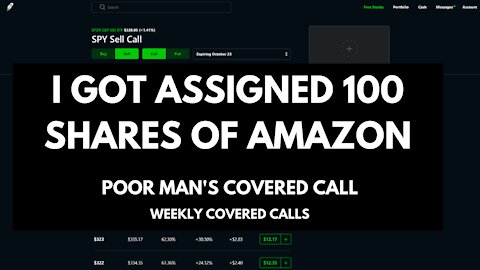 POOR MAN'S COVERED CALL - MY CALL OPTION WAS EXERCISED & I GOT ASSIGNED 100 SHARES OF $AMZN (AMAZON)