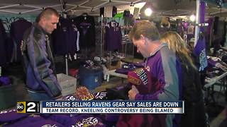 Retailers say Ravens gear sales are down this season