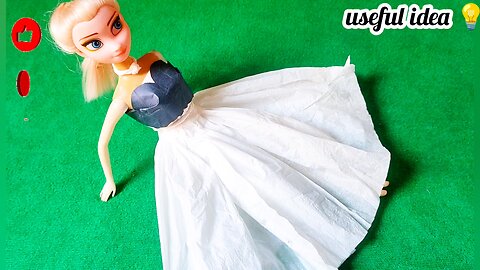 How to make Barbie Doll Dress/DIY Barbie Dresses with Tissue paper making easy in a minute/crafts