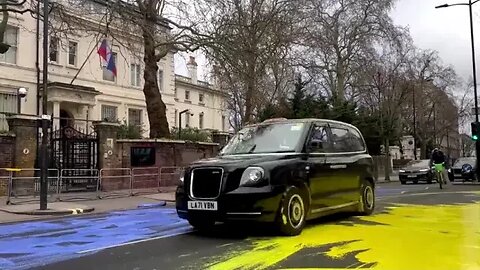 The System is Desperate...londonHuge Ukraine flag painted outside Russian embassy