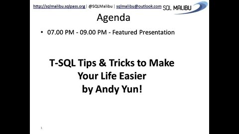 December 2017 - T-SQL Tips and Tricks by Andy Yun (@SQLBek)