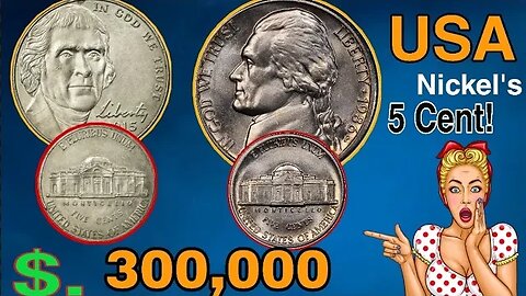 2 Ultra Jefferson nickel Rare Nickel's Coins worth a lot of money! Coins worth money Look for!