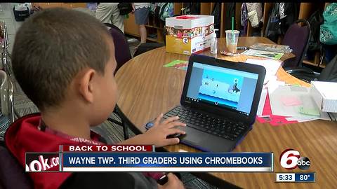 Wayne Township third graders using Chromebooks