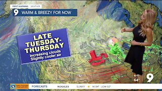 A breezy and warm start to the week