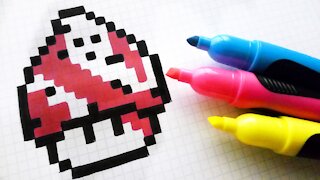 how to Draw mushroom ghostbusters - Hello Pixel Art by Garbi KW