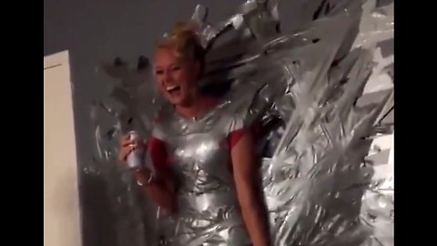 Woman Duct Taped To Wall Falls