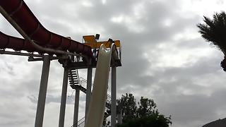 Daredevil performs insane water slide jump