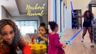 Serena Williams Battles Daughter Olympia In Rock'em Sock'em Robots! 🤖