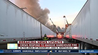 Baltimore Fire responds to a large warehouse fire in West Baltimore, no injuries reported