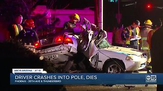 Driver crashes into pole, dies