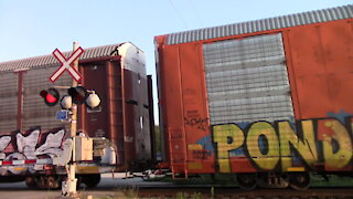 CN 8919 Engine Autoracks Train Westbound At Mandaumin Crossing