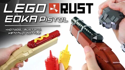LEGO EOKA Pistol (+Hotdog Blaster, Flint, Mustard & Ketchup Bottles)