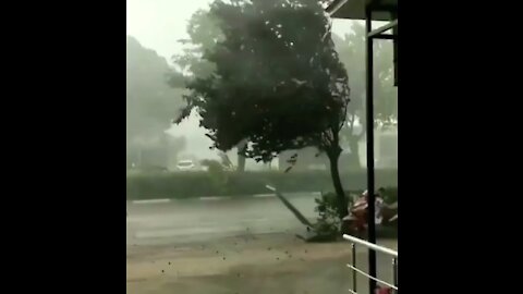 Destructive Storm entering Bergama Izmir Turkey