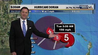 9 a.m. Monday Dorian update