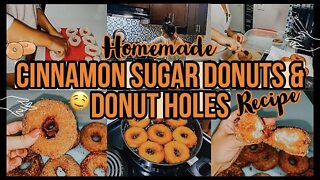 *HOMEMADE* CINNAMON SUGAR DONUTS & DONUT HOLES | *4 INGREDIENT* RECIPE & COOK W/ ME 2021 | ez tingz