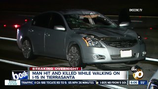 CHP: Man walking on I-15 hit by car, killed