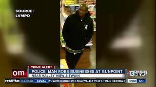 LVMPD searching for suspect in two armed robberies