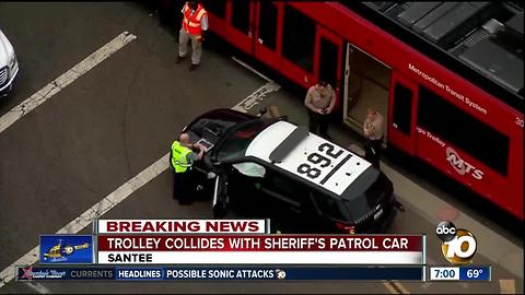 Trolley collides with San Diego Sheriff's patrol car