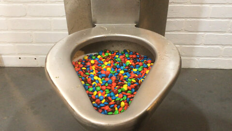 Will it Flush? FILLED Prison Toilet with M&Ms