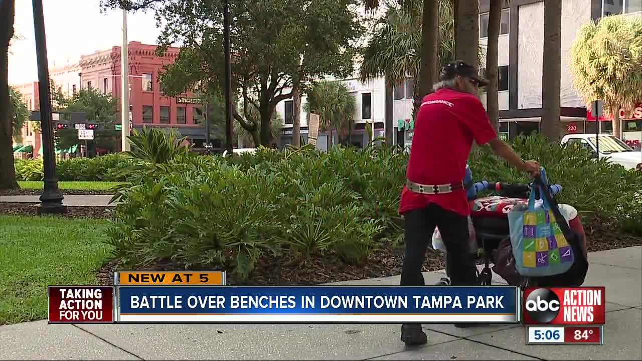 Battle over benches in downtown Tampa park