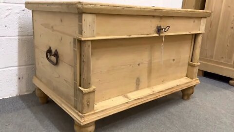 Large Very Old Pine Box Chest Trunk (V1708B) @Pinefinders Old Pine Furniture Warehouse