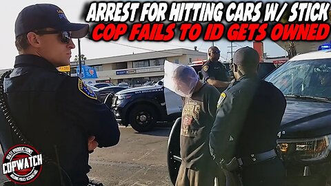 Man Arrested for Allegedly Hitting Cars w/ Stick | Cop Gets Owned | Copwatch
