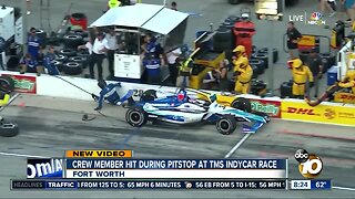 Crew member hit during pitstop at TMS indycar race
